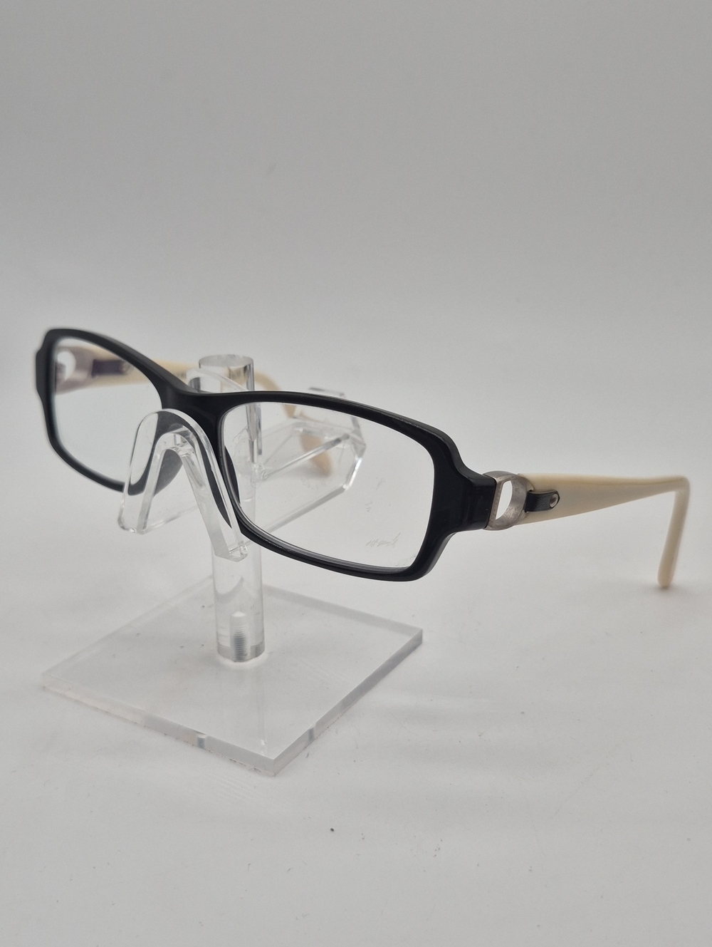 Vintage Ralph Lauren Two-Tone Rectangular Women's Glasses - Black & Cream